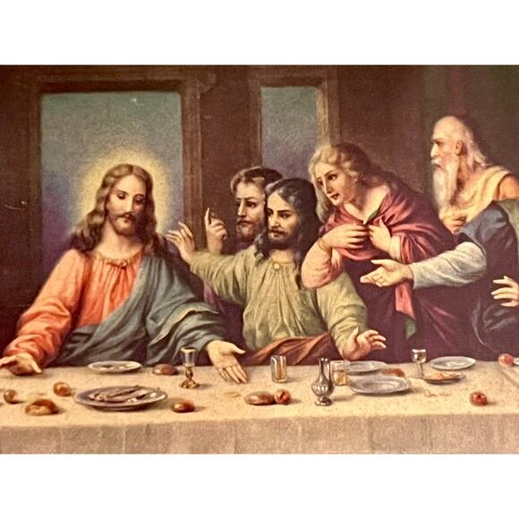 Vintage Last Supper Framed Print Gold Frame Christian Wall Art-Leonardo da Vinci - Picture 2 of 8